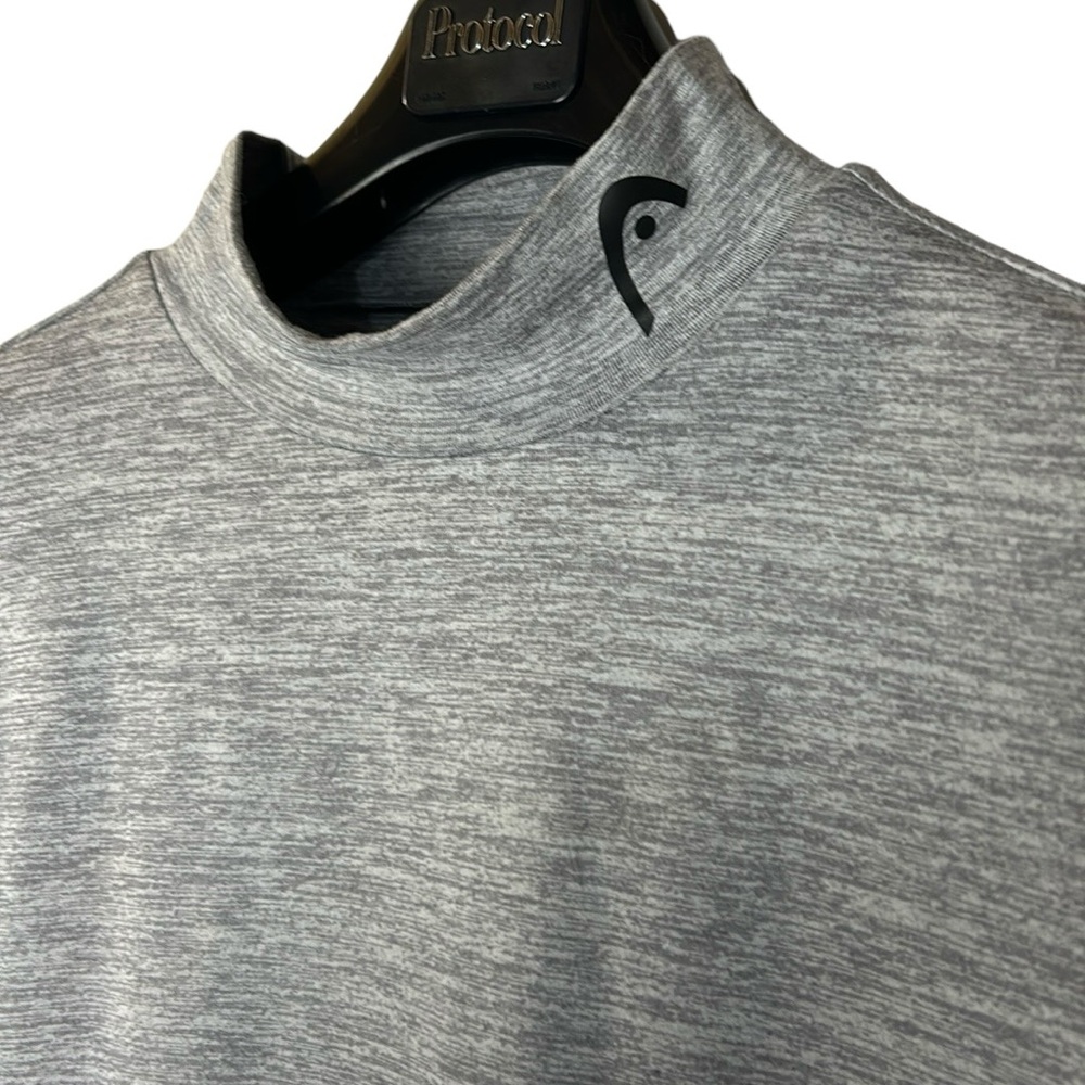 Men’s Head Mock Neck Base Layer Long Sleeve Shirt Size Medium Gray